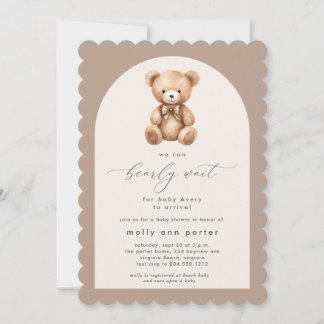 Bearly Wait Neutral Simple Baby Shower Invitation