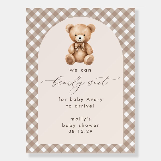 Bearly Wait Neutral Simple Baby Shower Welcome  Foam Board (Front)