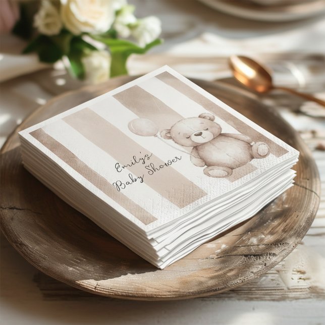 Bearly Wait Neutral Teddy Baby Shower Napkins (Creator Uploaded)