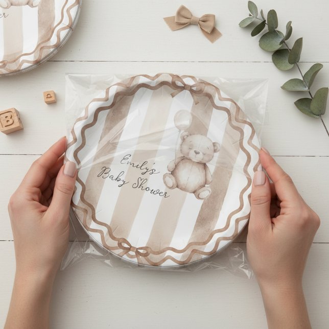 Bearly Wait Neutral Teddy Baby Shower Paper Plates (Creator Uploaded)