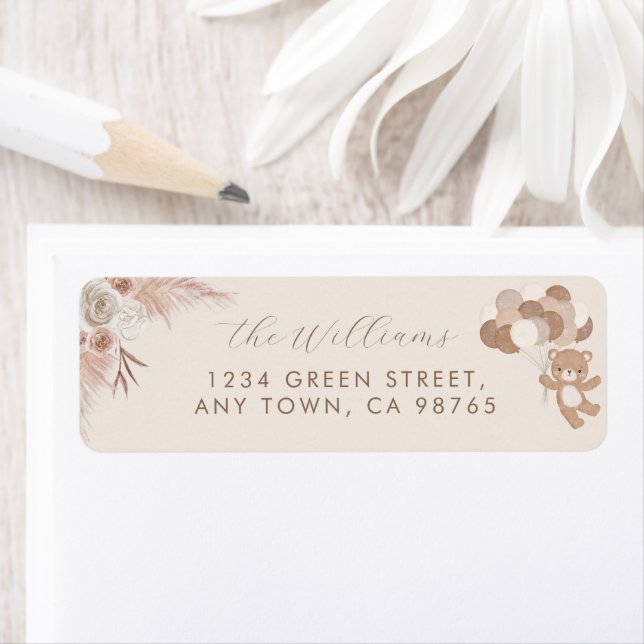 Bearly Wait Neutral Teddy Bear Baby Shower Label (Insitu)