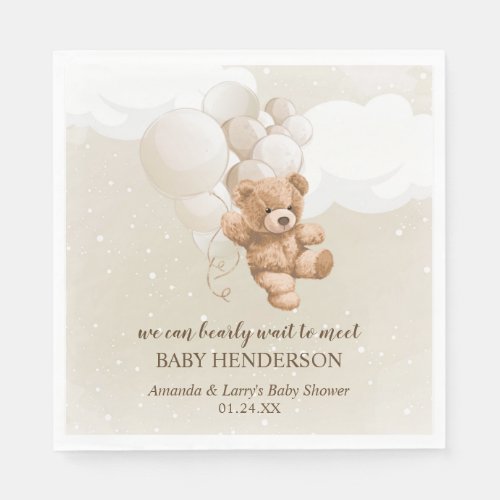 Bearly Wait Neutral Teddy Bear Napkins