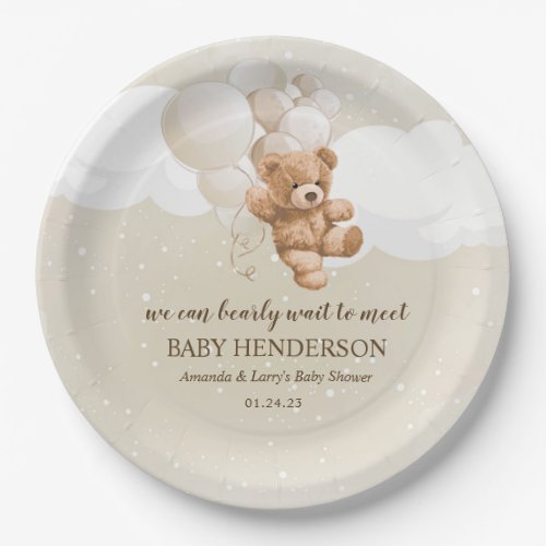 Bearly Wait Neutral Teddy Bear Paper Plates