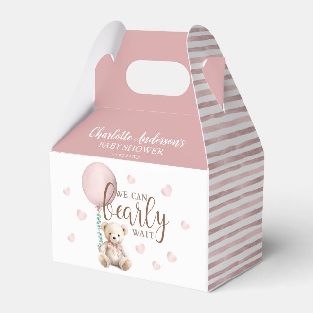 Bearly Wait Pink Baby Shower Favor Box (Front Side)