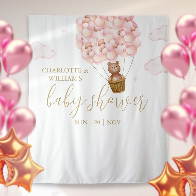 Bearly Wait Pink Baby Shower Photo Backdrop (Creator Uploaded)