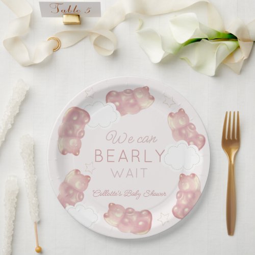 Bearly Wait Pink Gummy Bear Girl Baby Shower Paper Plates
