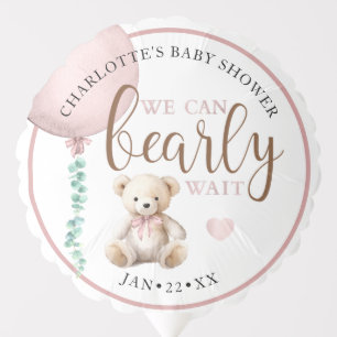 Bearly Wait Pink Teddy Bear Baby Shower Balloon