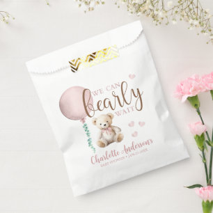 Bearly Wait Pink Teddy Bear Baby Shower Favor Bag