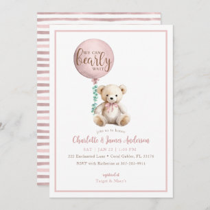 Bearly Wait Pink Teddy Bear Baby Shower Invite