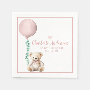 Bearly Wait Pink Teddy Bear Baby Shower Napkins