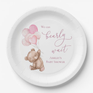 Bearly Wait Pink Teddy Bear Baby Shower Paper Plates