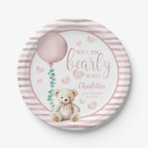 Bearly Wait Pink Teddy Bear Baby Shower Plates