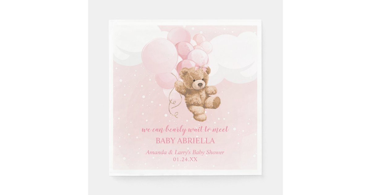 Bearly Wait Pink Teddy Bear Napkins Zazzle