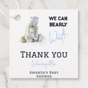 Bearly Wait Polar Bear Blue Boy Winter Baby Shower Favor Tags