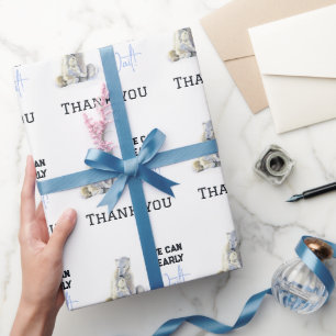 Bearly Wait Polar Bear Blue Boy Winter Baby Shower Wrapping Paper