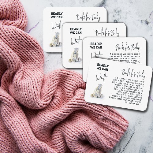 Bearly Wait Polar Bear Books for Baby Shower Game Enclosure Card