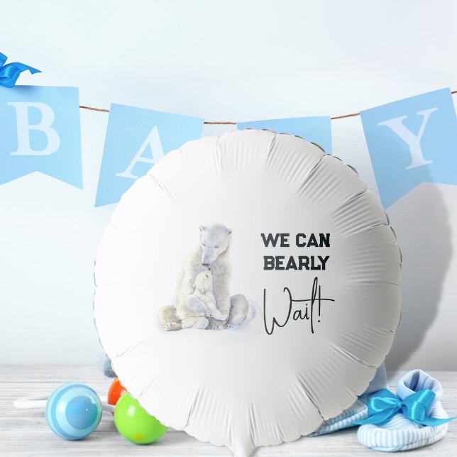 Bearly Wait Polar Bear Pink Girl Baby Shower Balloon (Creator Uploaded)