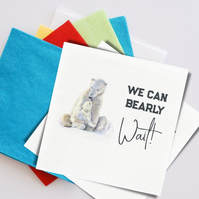 Bearly Wait Polar Bear Pink Girl Baby Shower Napkins (Creator Uploaded)