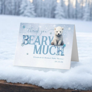 Bearly Wait Polar Bear Winter Modern Letterpress Thank You Card
