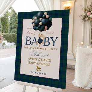 Bearly Wait Preppy Teddy Balloon Baby Shower Foam Board