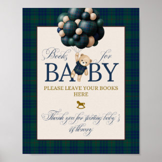Bearly Wait Preppy Teddy Balloon Baby Shower Poster