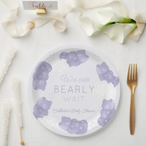 Bearly Wait Purple Gummy Bear Baby Shower Paper Plates