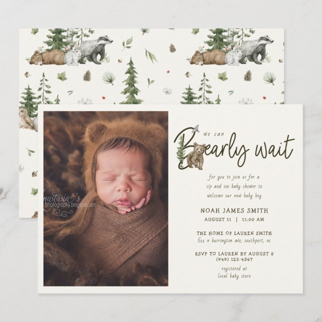 Bearly Wait Sip & See Baby Shower Invitation (Front/Back)