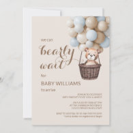 Bearly Wait Teddy Balloons Boy Baby Shower Invitat Invitation