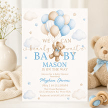 Bearly Wait Teddy Bear Baby Shower, Blue Balloon 