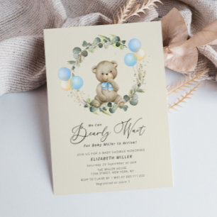 bearly wait teddy bear baby shower invitation