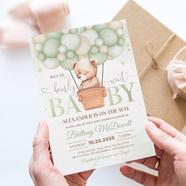 Bearly Wait Teddy Bear Baby Shower Invitation (Creator Uploaded)