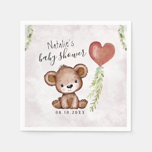 Bearly Wait Teddy Bear Baby Shower Paper Napkin