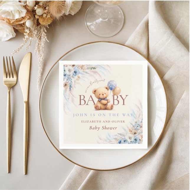 Bearly Wait Teddy Bear Baby Shower Table Design Napkins (Creator Uploaded)