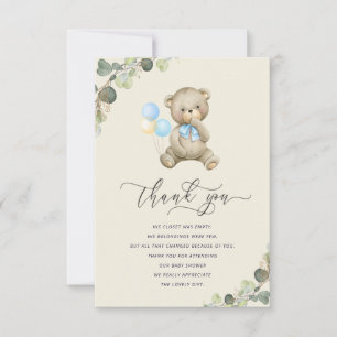 bearly wait teddy bear baby shower thank you card
