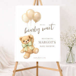 Bearly Wait Teddy Bear Baby Shower Welcome Sign