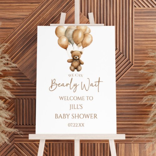 Bearly Wait Teddy Bear Baby Shower Welcome Sign