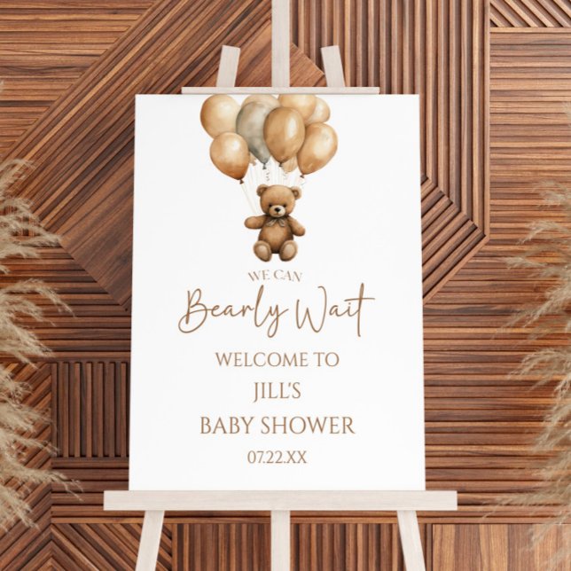 Bearly Wait Teddy Bear Baby Shower Welcome Sign (Creator Uploaded)