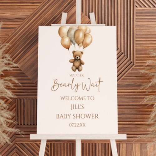 Bearly Wait Teddy Bear Baby Shower Welcome Sign