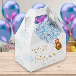 Bearly Wait Teddy Bear Blue Balloons Baby Shower Favor Boxes