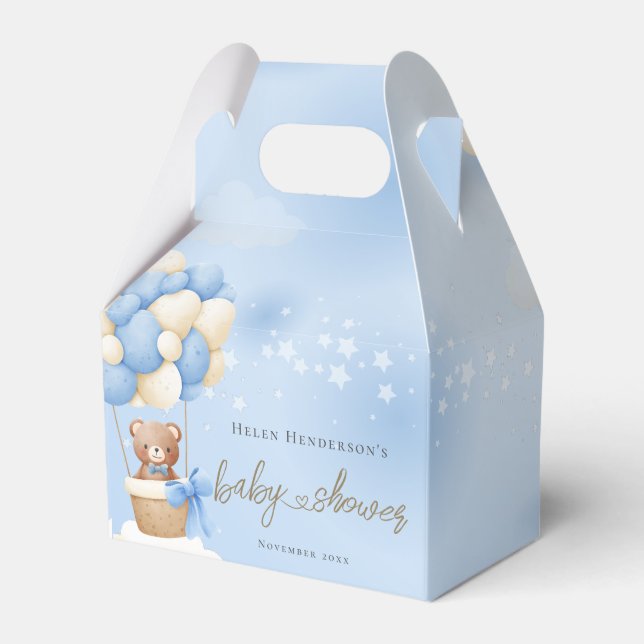 Bearly Wait Teddy Bear Blue Balloons Favor Boxes (Front Side)