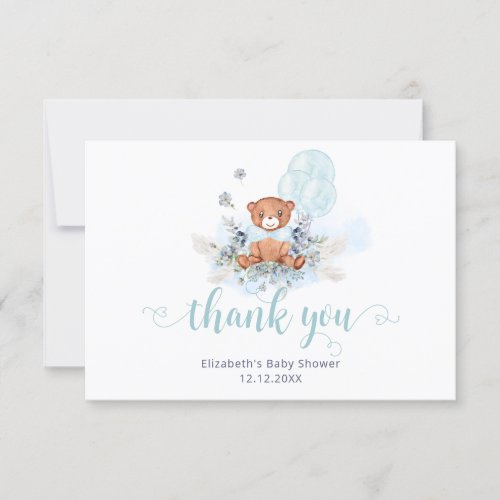 Bearly Wait Teddy Bear Boy Baby Shower Thank You Card