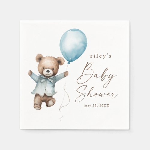 Bearly Wait Teddy Bear Boys Baby Shower Napkins