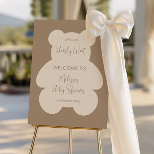 Bearly Wait Teddy Bear Brown Baby Shower Welcome Foam Board