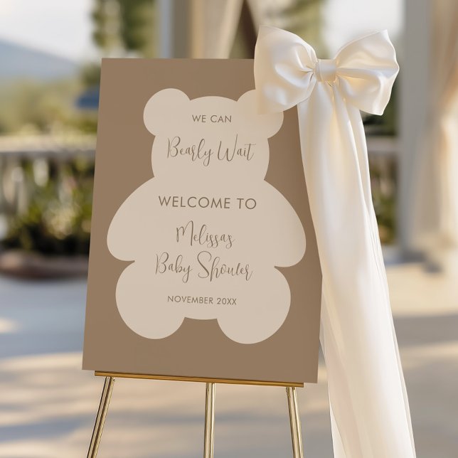 Bearly Wait Teddy Bear Brown Baby Shower Welcome Foam Board (Creator Uploaded)