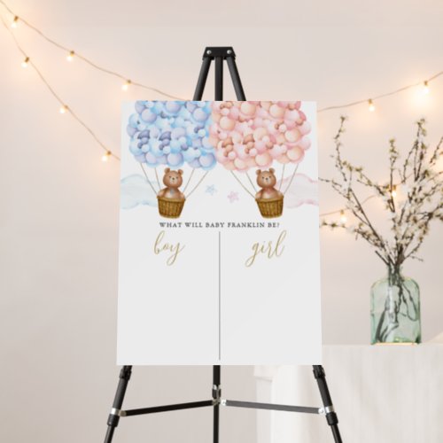 Bearly Wait Teddy Bear Gender Reveal Voting Sign