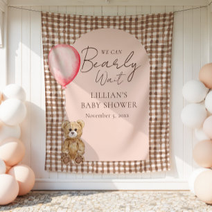 Bearly Wait Teddy Bear Girl Baby Shower Backdrop