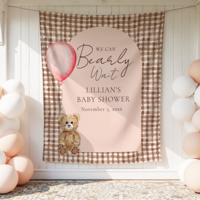 Bearly Wait Teddy Bear Girl Baby Shower Backdrop (Creator Uploaded)