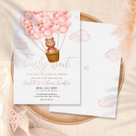 Bearly Wait Teddy Bear Girl Baby Shower Rose Gold Foil Invitation