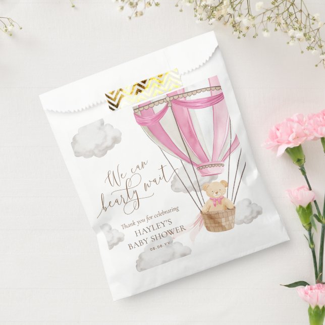 Bearly Wait Teddy Bear Hot Air Balloon Baby Shower Favor Bag (Sealed)