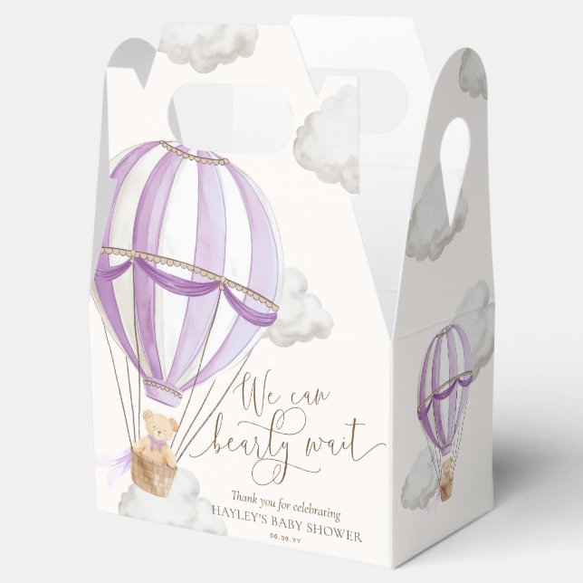 Bearly Wait Teddy Bear Hot Air Balloon Baby Shower Favor Boxes (Opened)